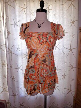 Orange boho blouse